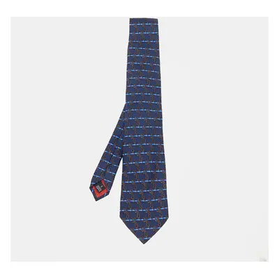 S.T. Dupont Vintage Blue Printed Silk Jacquard Tie