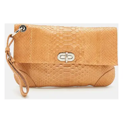 Ralph Lauren Beige Python Wristlet Clutch