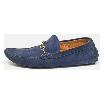 Louis Vuitton Blue Suede Slip On Loafers Size 43.5