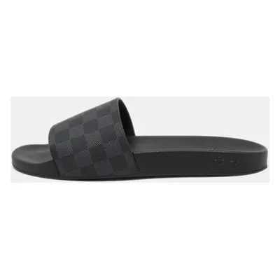 Louis Vuitton Black/Grey Rubber Graphite Waterfront Flat Slides Size