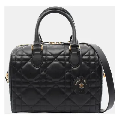 Christian Dior Black Leather Groove Macrocannage Handbag