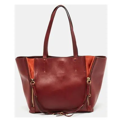 Chloe Burgundy Leather and Suede Medium Milo Tote