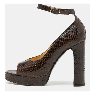 Dolce & Gabbana Brown Python Block Heel Pumps Size