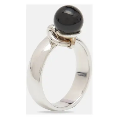 Tiffany & Co. Door Knocker Onyx Sterling Silver Ring Size