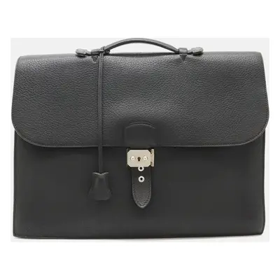 Hermes Black Leather Sac a Depeches Briefcase