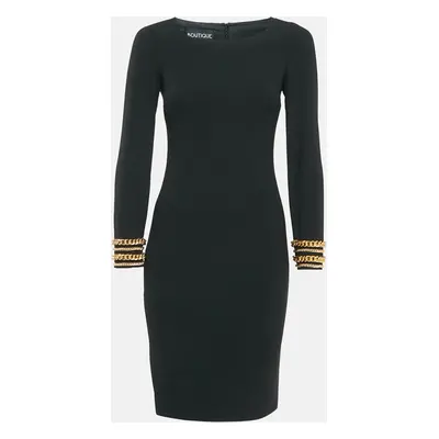 Boutique Moschino Black Crepe Chain Detail Mini Dress