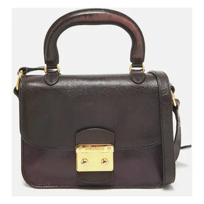 Miu Miu Two Tone Purple Leather Madras Top Handle Bag