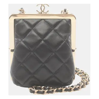 Chanel Lambskin Black Matelasse Shoulder Bag