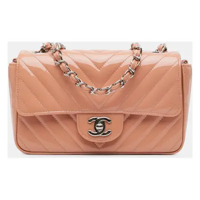 Chanel Mini Rectangular Classic Chevron Patent Single Flap