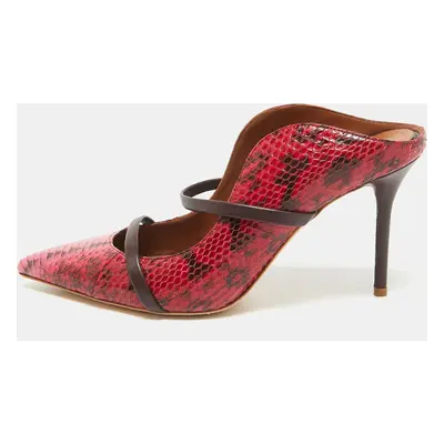 Malone Souliers Red/Pink Leather and Python Leather Maureen Mules Size