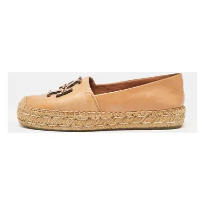 Tory Burch Brown Leather Ines Espadrille Flats Size