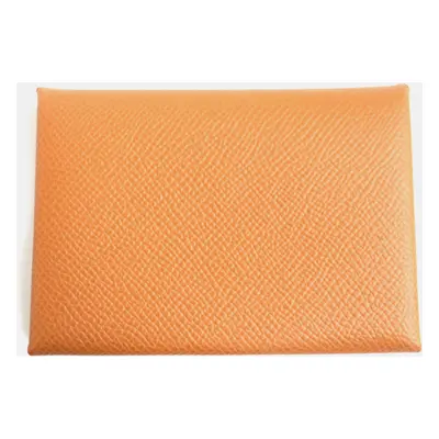 Hermes Gold Leather Calvi Duo Verso Card Case