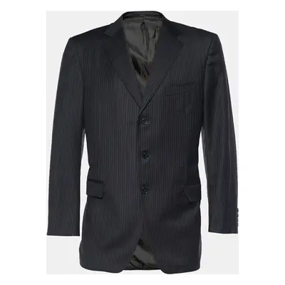 Ermenegildo Zegna Grey Striped Wool Single Breasted Blazer