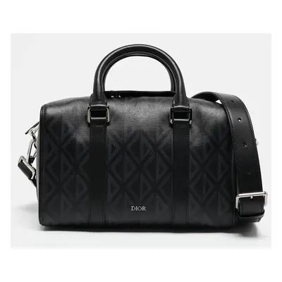 Dior Black CD Diamond Coated Canvas and Leather Lingot Satchel