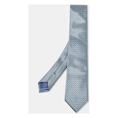 Brioni Blue Printed Satin Tie