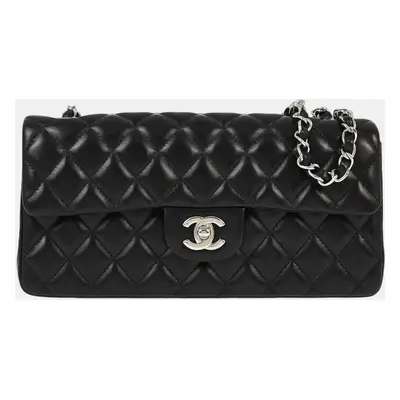 Chanel Black Lambskin East West Shoulder Bag