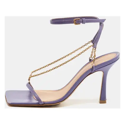 Bottega Veneta Purple Leather Strech Ankle Strap Sandals Size