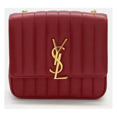 Saint Laurent Paris Red Leather Vicky Bag