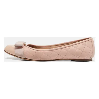 Salvatore Ferragamo Pink Quilted Leather Varina Ballet Flats Size