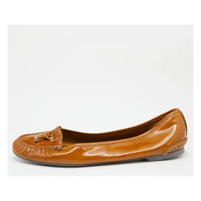 Sergio Rossi Brown Patent Leather Ballet Flats Size