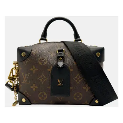 Louis Vuitton Monogram Petite Malle Souple Canvas Brown Black Gold Handbag