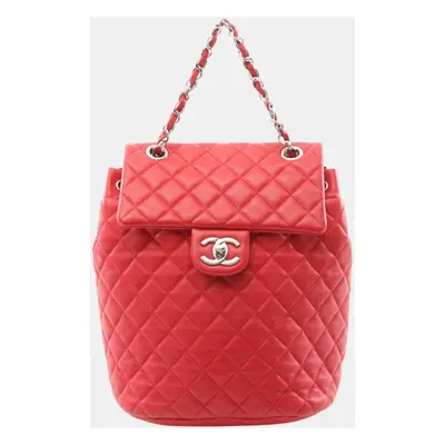 Chanel Lambskin (Sheepskin) Red Matelasse Backpack