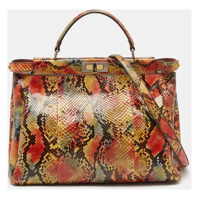 Fendi Multicolor Python Large Peekaboo Top Handle Bag