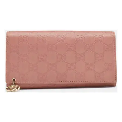 Gucci Pink Guccissima Leather Interlocking G Continental Wallet