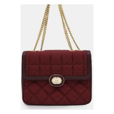 Gucci Bordeaux Canvas Leather GG Chain Shoulder Bag