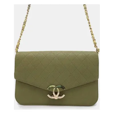 Chanel Matelasse Coco Mark Caviar Skin Chain Shoulder Bag