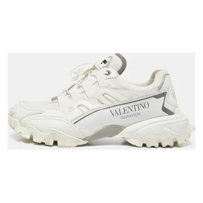 Valentino White Leather and Mesh Climbers Lace Up Sneakers Size