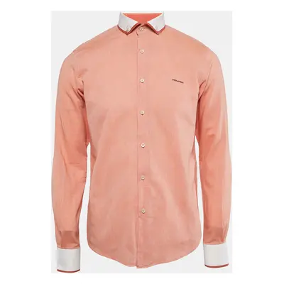 Dsquared2 Light Orange Cotton Blend Contrast Detail Shirt