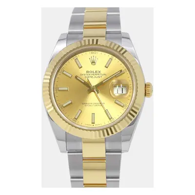 Rolex Champagne 18k Yellow Gold Stainless Steel Datejust Automatic Men's Wristwatch mm