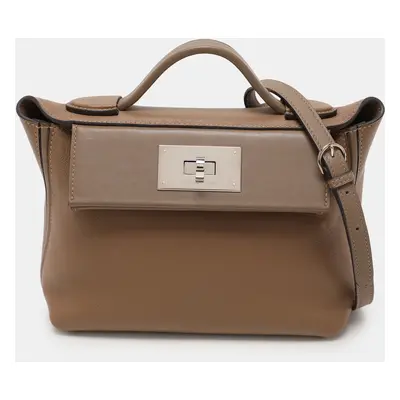 Hermes Etoupe Swift Leather Silver Finish 24/24 Bag