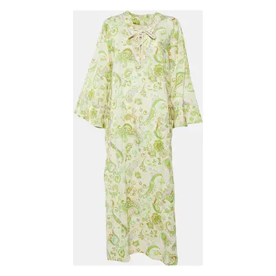 Alemais Cream/Green Paisley Print Linen Marta Pool Dress