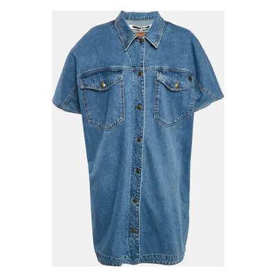 McQ by Alexander McQueen Blue Washed Denim Shirt Dress