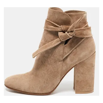 Gianvito Rossi Beige Suede Ankle Length Boots Size