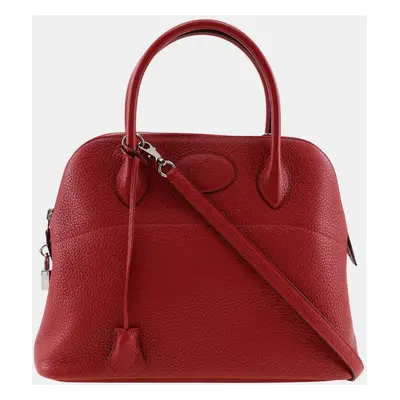 Hermes Rouge Vif Red Leather Bolide Handbag