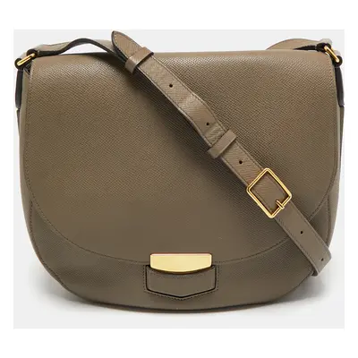 Celine Taupe Grey Leather Medium Trotteur Shoulder Bag