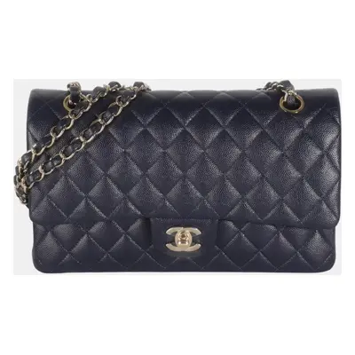 Chanel Navy Quilted Caviar Medium Classic Double Flap Bag