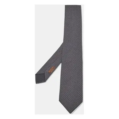 Hermes Navy Blue H Pattern Silk Tie