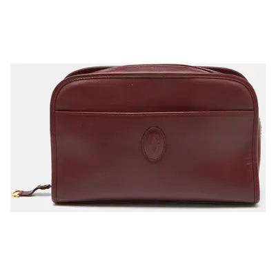 Cartier Burgundy Leather Must de Cartier Zip Pouch Clutch