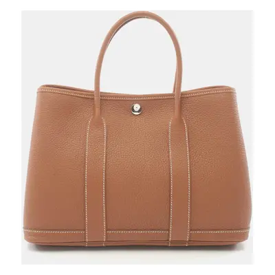 Hermes Brown Leather Garden Party Tpm Tote Bag