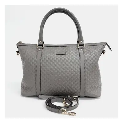 Gucci Grey Leather Micro Cima Line Tote Bag