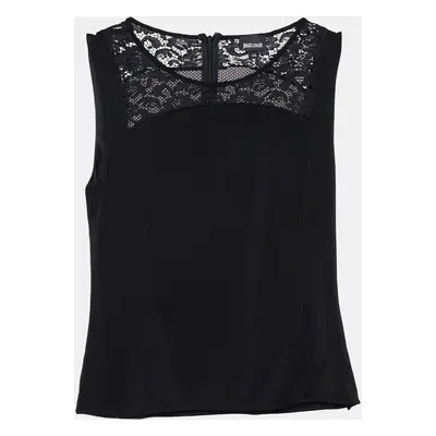 Just Cavalli Black Jersey Lace Trim Sleeveless Top