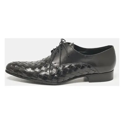 Dolce & Gabbana Black Intrecciato Leather Derby Oxford Size