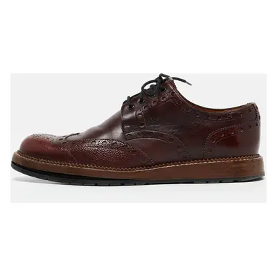 Louis Vuitton Brown Brogue Leather Wingtip Lace Up Derby Size 43.5