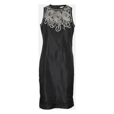 Balenciaga Black Silk Bead Embellished Sleeveless Dress