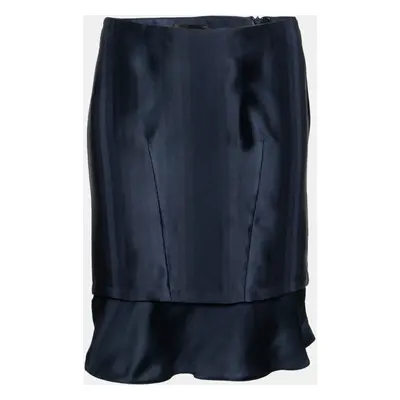 Emporio Armani Navy Blue Satin Short Skirt