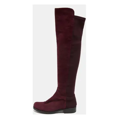 Stuart Weitzman Burgundy Suede Knee Length Boots Size 34.5